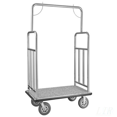 Chariot à bagages robuste en acier inoxydable brossé de 1200 lb avec une conception durable et des roues lisses pour un transport efficace