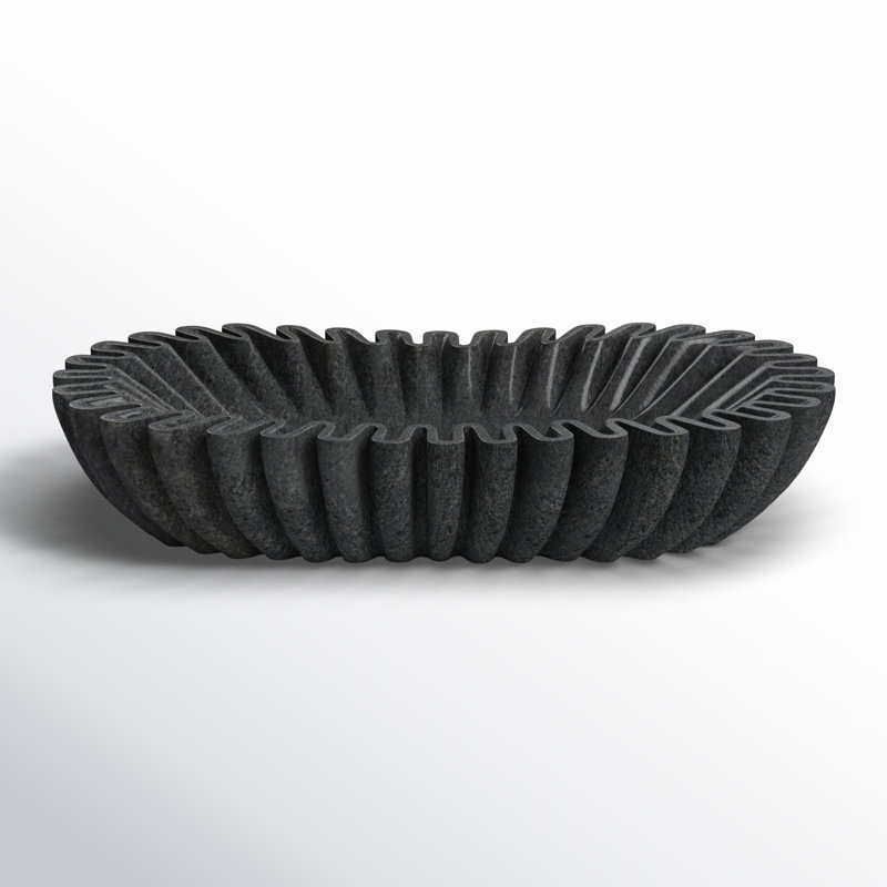 Vanderwall 16" Arkin Wavy Marble Bowl, Black