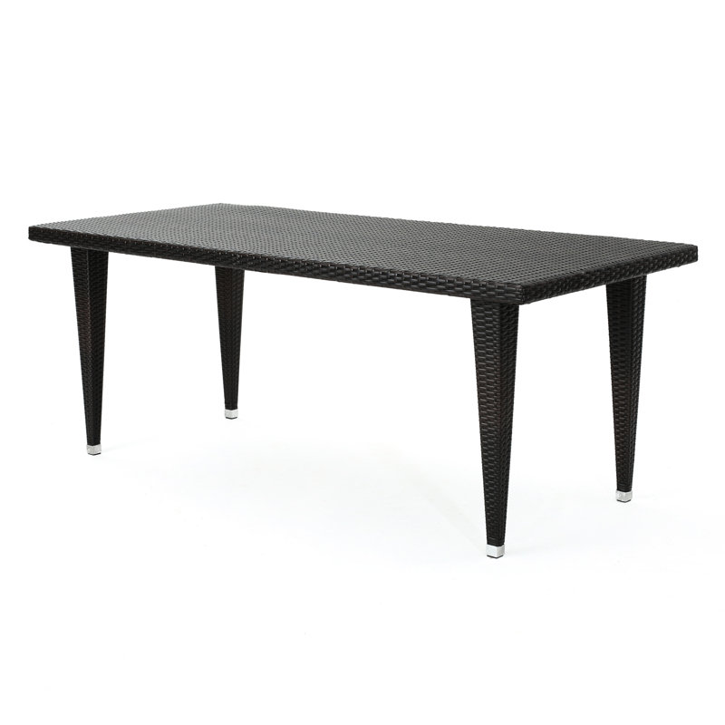 Outdoor Dining Table 33*75 - , Iron Frame, Resin , Rustic Brown, Fits 8 Rect Table Woven Seats 8, Simple Assembly & Maintenance