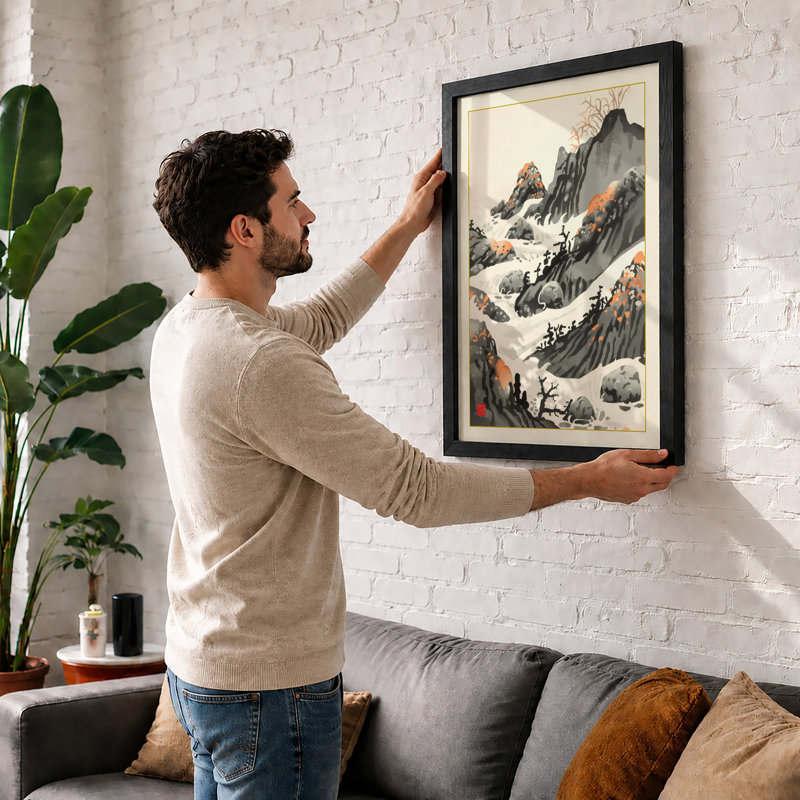 Mountain Wilderness Scandinavian - Framed Print, A1 - 84.1 x 59.4 cm, Black