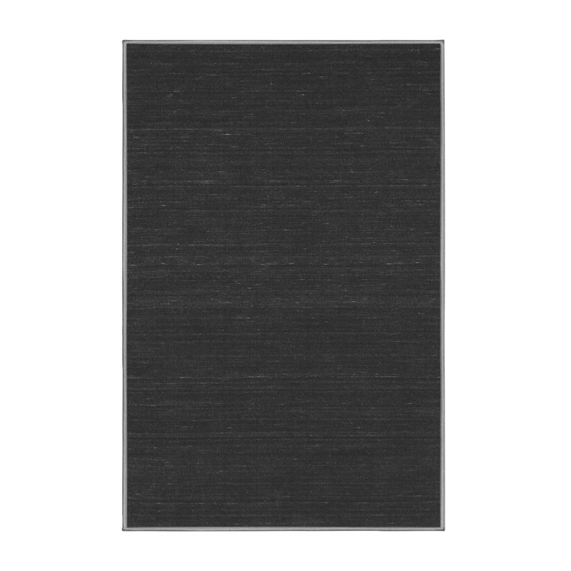 Tapis noir en chenille tissé à la machine Alperin, Rectangle 7 pi x 9 pi