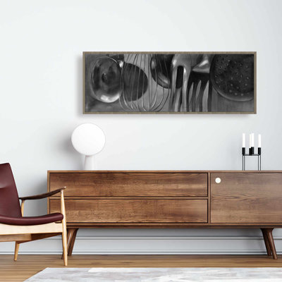 Kitchen Tools Grey Framed Canvas - Monochrome Home Decor