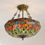 Plafonnier semi-encastré 20 po avec abat-jour vitrail Tiffany Dragonfly Queensbury (ampoules incluses)