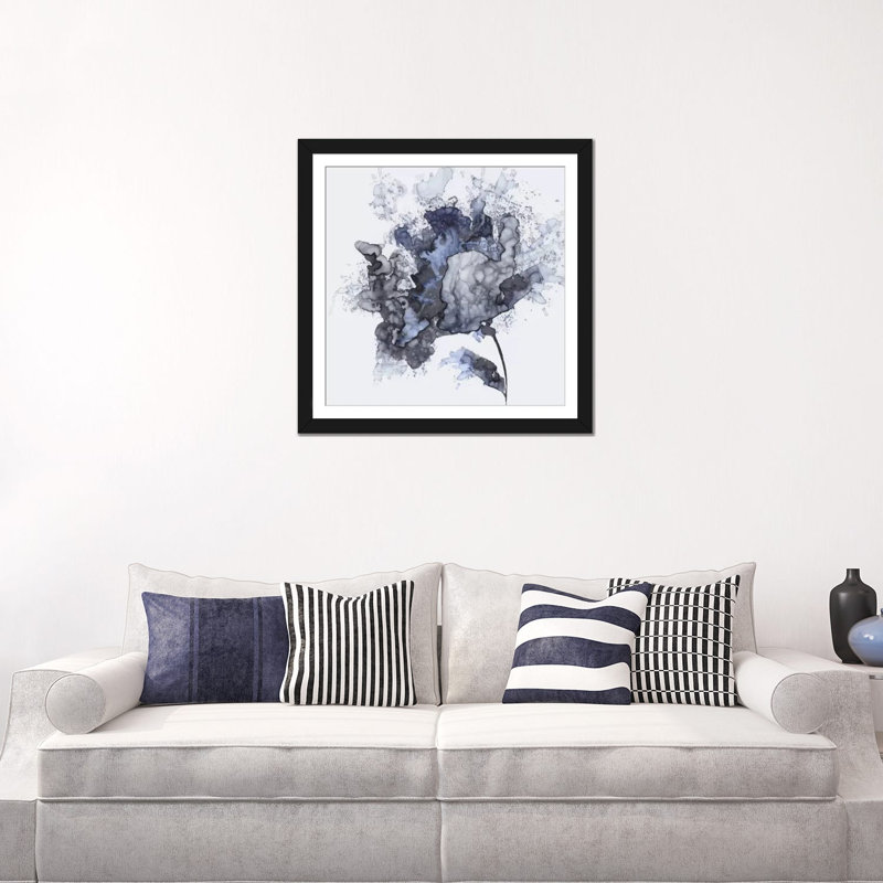 " Exploding Leaf " by Eva Watts, Black Framed Fine Art Paper, White, 24" H x 24" W x 1" D