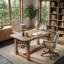 Bureau de direction 63 po en bois massif, grand bureau de ferme-1668767299