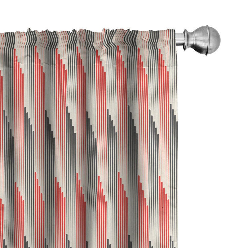 Abstract Semi-Sheer Rod Pocket Curtain Panels, 28" W x 95" L