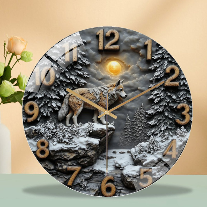 Horloge murale loup 12 po