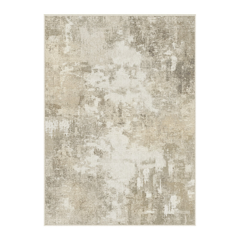 Modern Abstract Machine Washable Area Rug With Non-Slip Rubber Backing, Rectangle 3' x 5'