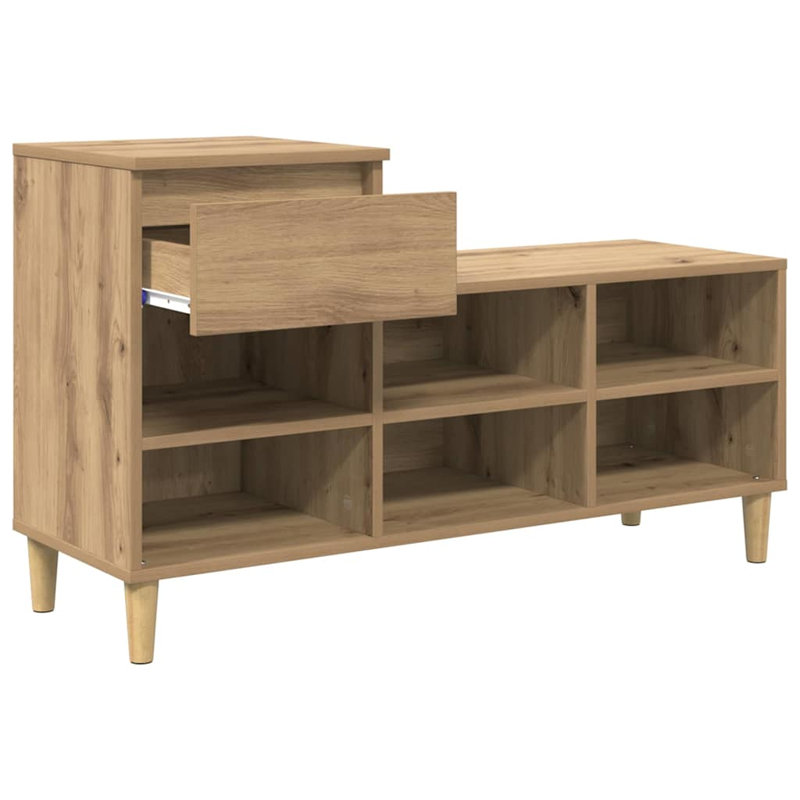 6 - Pair Shoe Storage Bench, Artisan Oak