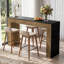 Table de bar à hauteur de comptoir industrielle moderne de 63 po avec base stable, unité de bar étroite en bois minimaliste pour cuisine, salon, pub, brun et noir