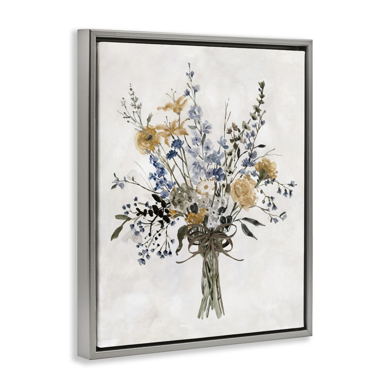Cadre flottant Delicate Botanicals Bushel, design par Carol Robinson, H 21 po x l 17 po, Cadre flottant gris lustré
