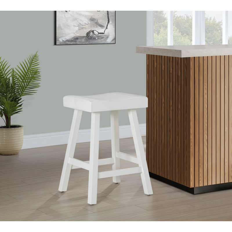 Solid Wood Counter Stool, White