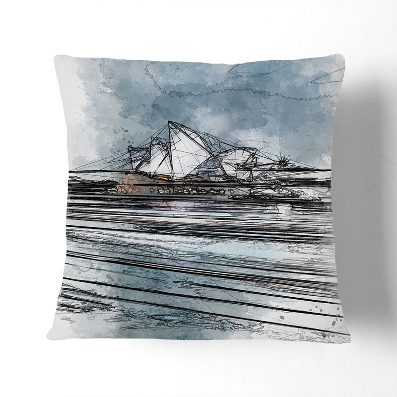 Abstract Square Throw Cushion, Black, 40cm H x 40cm W x 15cm D