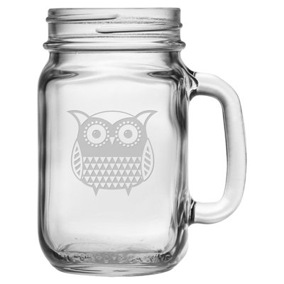 Folk Owl 16oz. Mason Jar Set