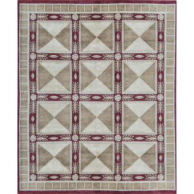 Hand-Knotted High-Quality Red and Ivory Area Rug