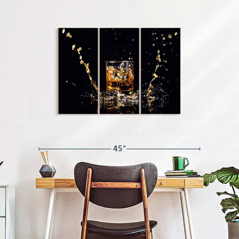" Whiskey Splash " 3 - Pieces, 24" H x 38" W x 1.25" D