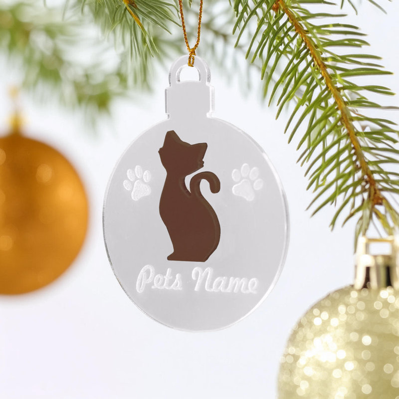 Personlised Cat Bauble Anash Decoration, Brown