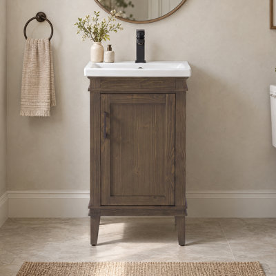 Ensemble de meuble-lavabo simple autoportant 20 po avec plateau en céramique Reynaldo