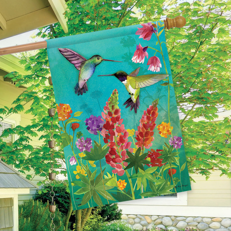 Drapeau de maison de colibri accueillant le printemps