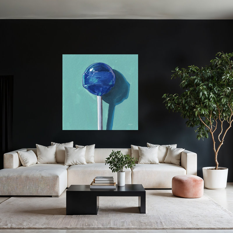 Étude de sucette contemporaine I avec art de bonbon bleu, H 48 po x l 48 po