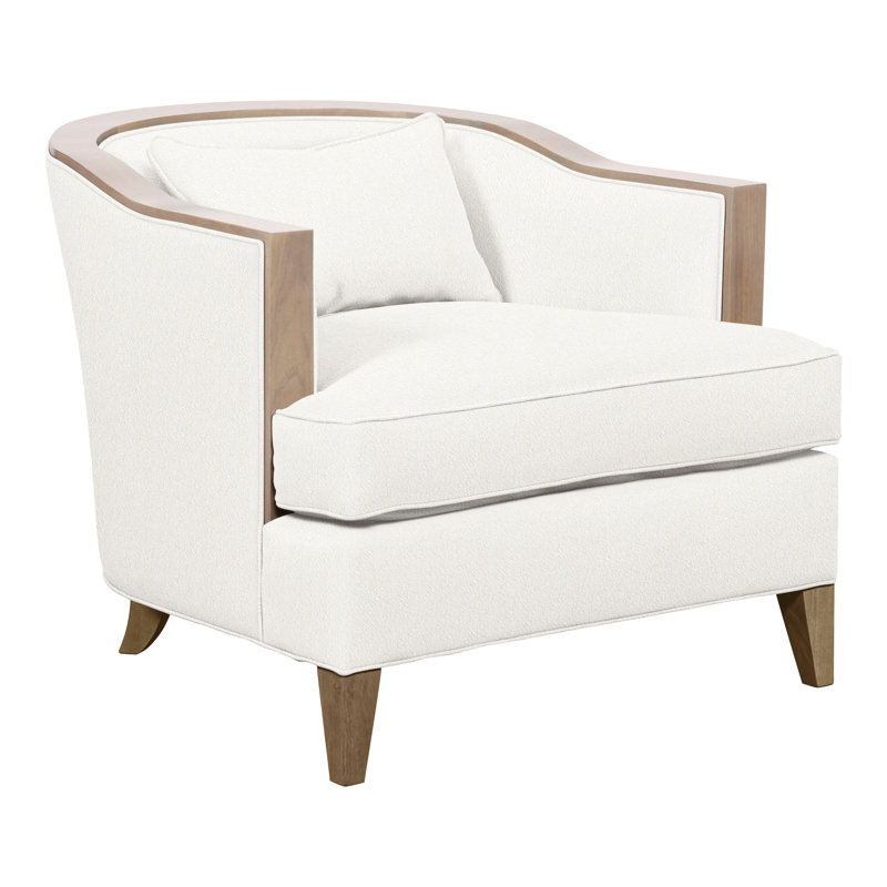 Thom Filicia Home Upholstered Barrel Chair, Hampton, Kennelly Snow Polyester Blend