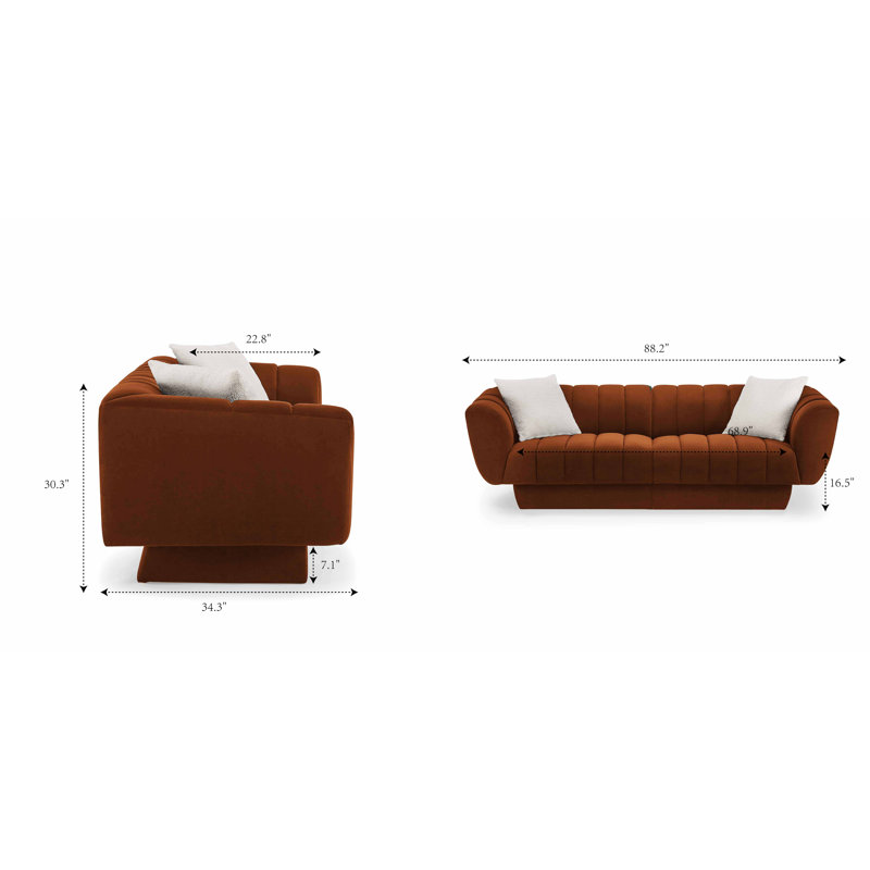 MINIMORE Modern Style 88.2'' W Charlotte 3Seater Chesterfield Sofa
