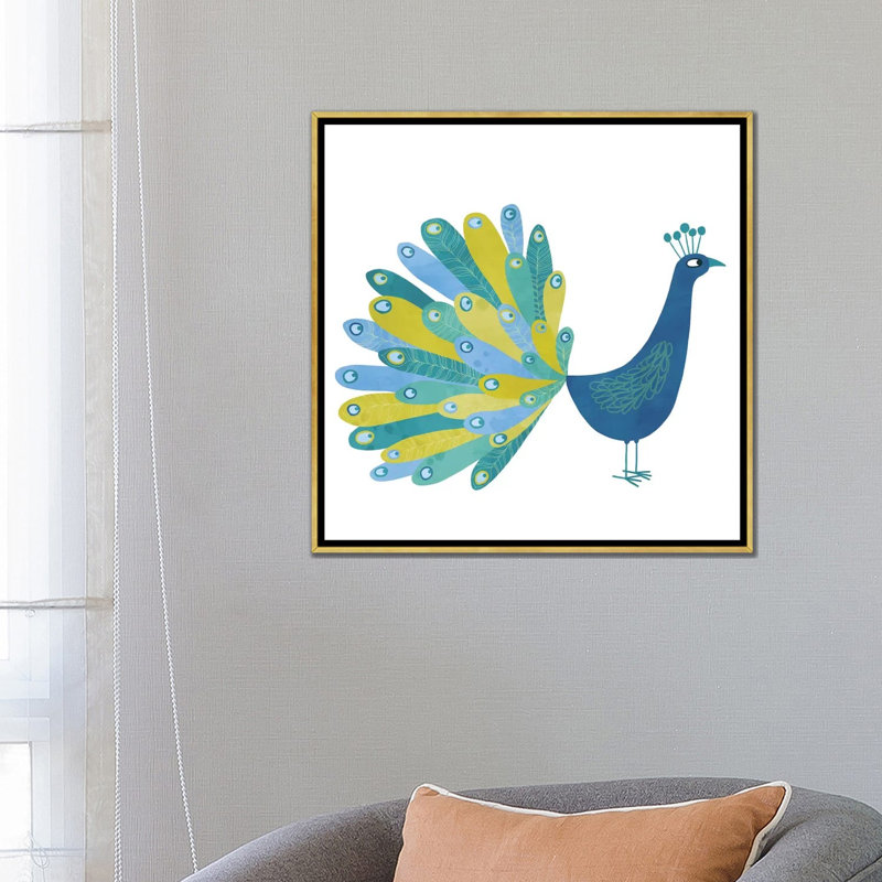 « Peacock » par Nic squirrell-impression, H 26 po x l 26 po x P 1,5 po, Pas de tapis, Toile encadrée d'or
