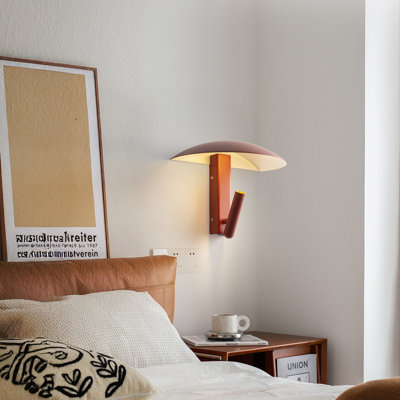  Modern Red Reading Wall Sconce With Adjustable 3w Led Spotlight, Warm White 2700k Bedside Wall Lamp For Bedroom, Headboard, Hotel & Reading Nook