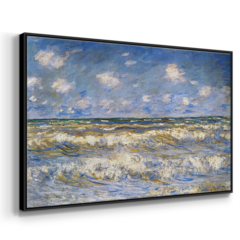 Rough Sea, 1881 sur toile, Toile avec cadre flottant noir, H 25 po x l 17 po x P 2 po