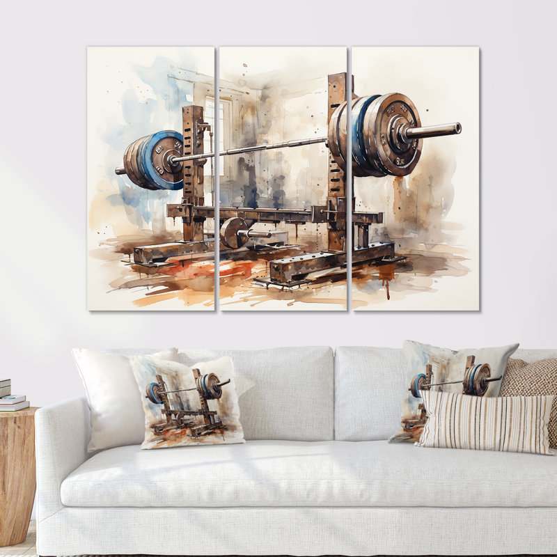 Haltérophile I - ensemble d'art sur toile haltérophile, H 28 po x l 36 po x P 1 po