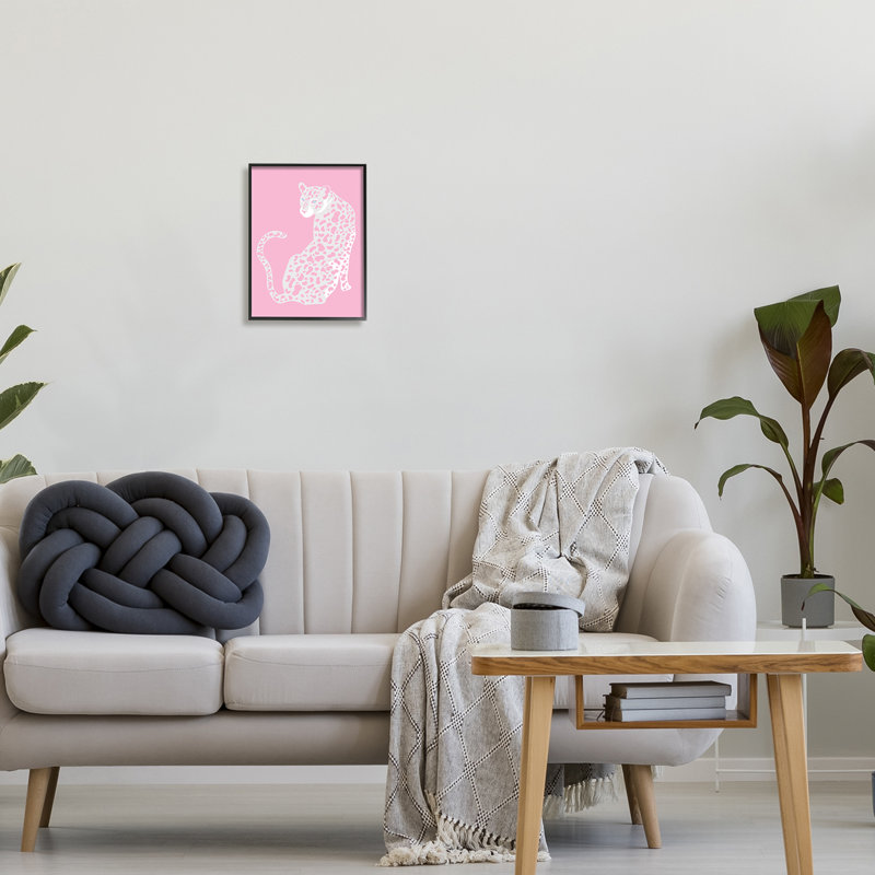 «Pink Modern Leopard Cheetah Piercing Gaze» par Birch & Ink - cadre flottant, impression sur toile