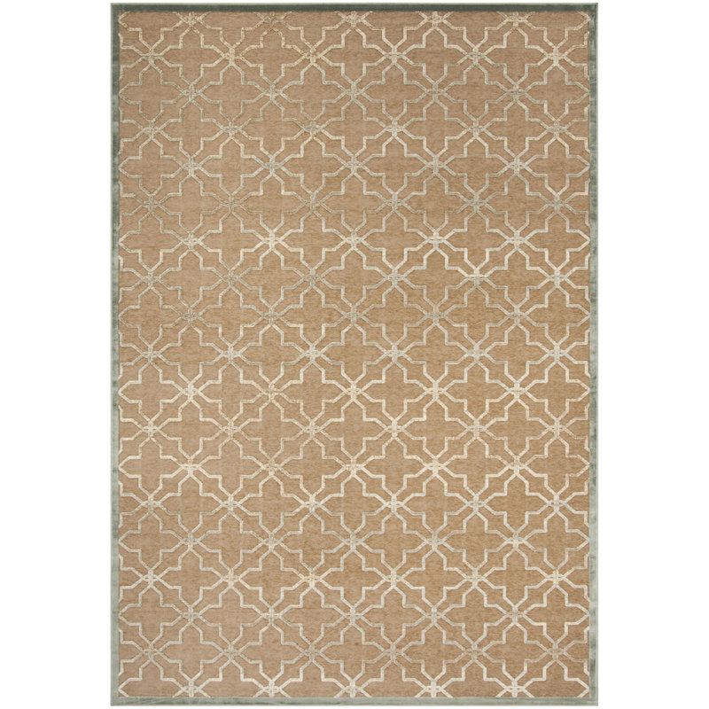 Tapis brun à motif d'étoiles, Rectangle 5 pi 3 po x 7 pi 6 po