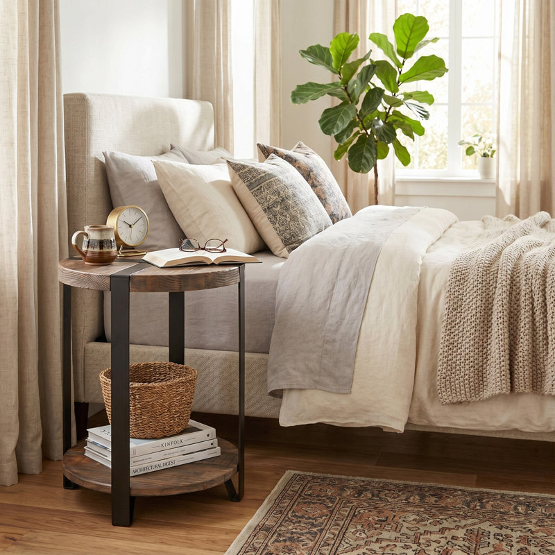 Table de bout ronde avec tablette Modesto