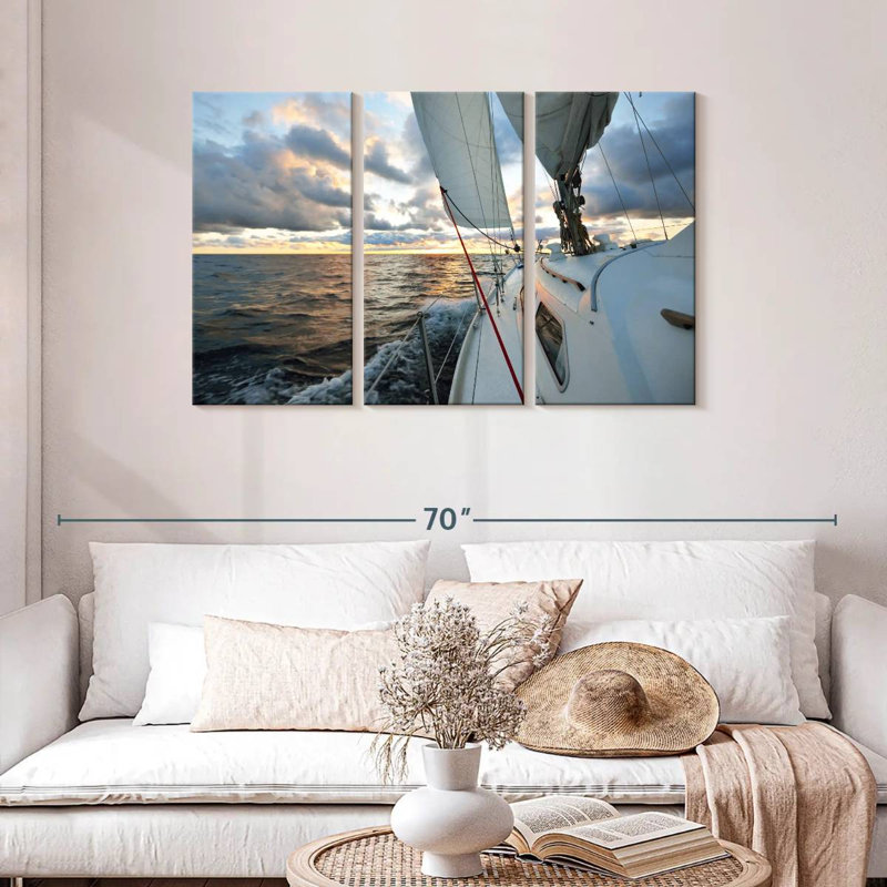 Senne naviguant en pleine mer, H 28 po x l 45 po