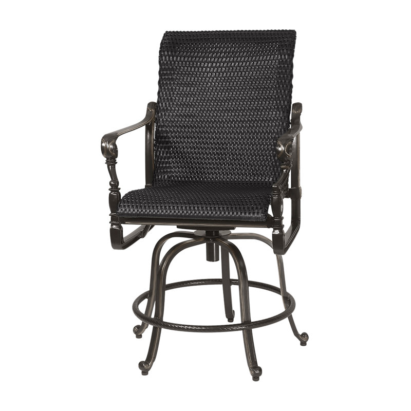Grand Terrace Woven Swivel Rocking Balcony Stool, Mahogany, Vintage