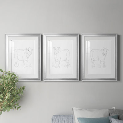 " Limousin Cattle I " 3 - Pieces Painting Print