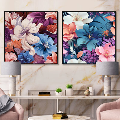 Bellefonte - Ensemble de 2 collages floraux carrés