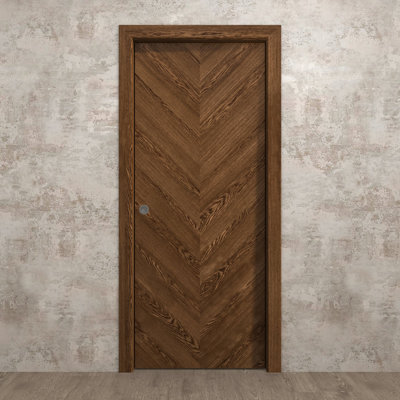 Porte coulissante 42 x 96 pouces Ego 5005 Chêne Cognac Kit Quincaillerie de rail Bois massif Intérieur Chambre Moderne