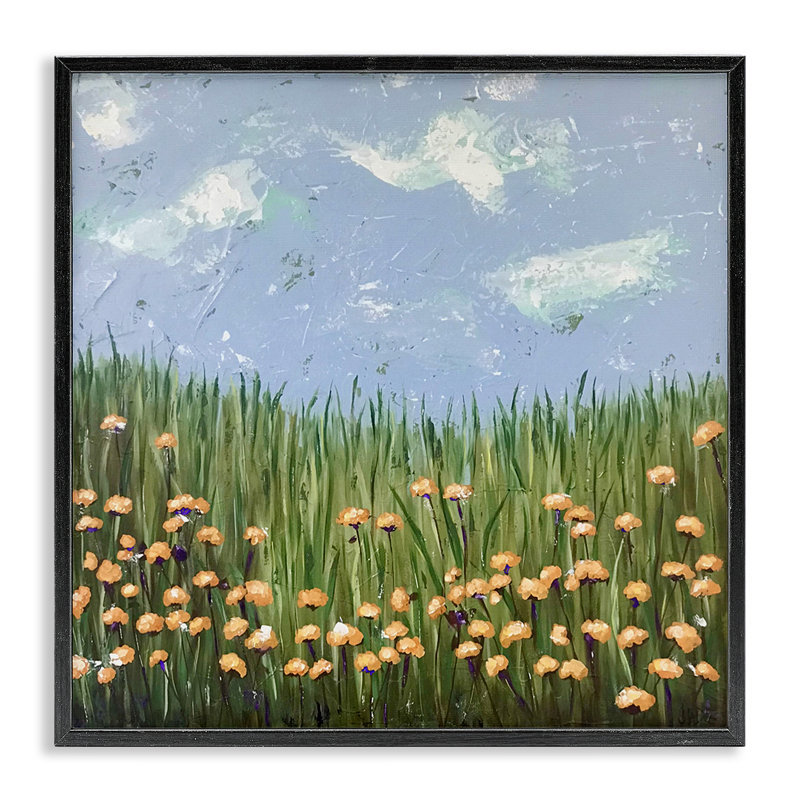 «Sunscape Flower Meadow», estampe numérique, conception de Jade Reynolds, Giclée encadrée noir minuit, H 12 po x l 12 po