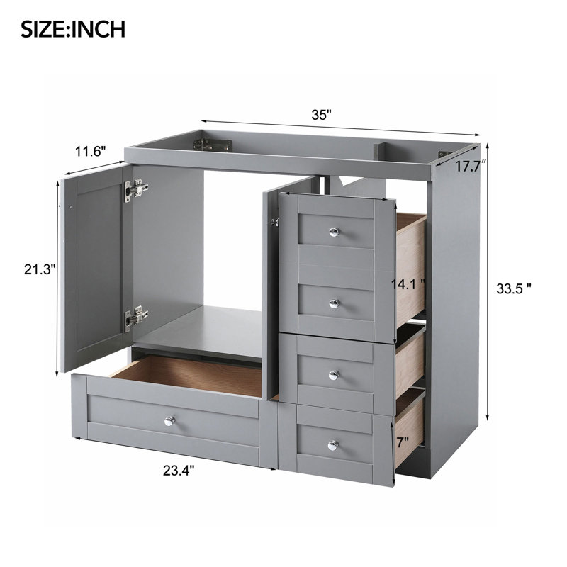 Meuble-lavabo 36 po (lavabo non inclus), Gris