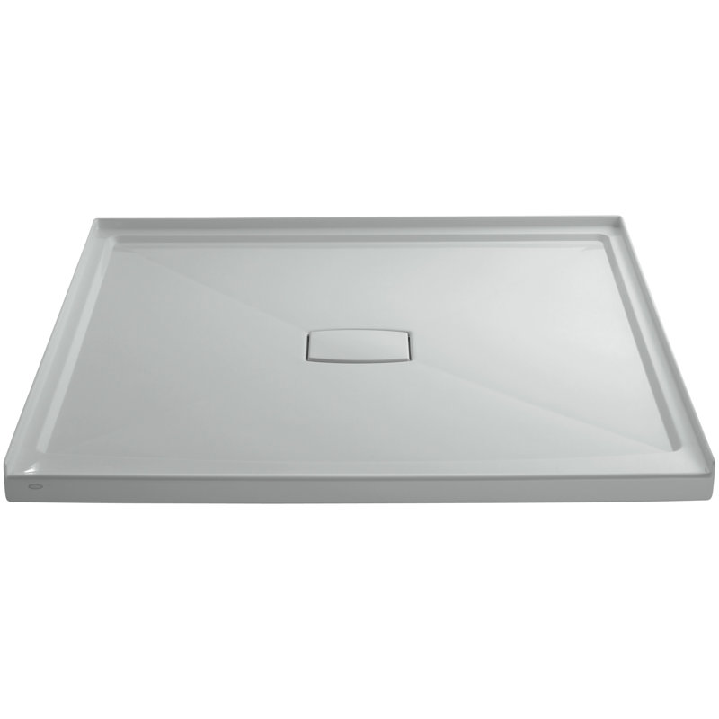 Archer 60" x 60" Single Threshold Acrylic Alcove Shower Base, Center Drain, Ice Gray