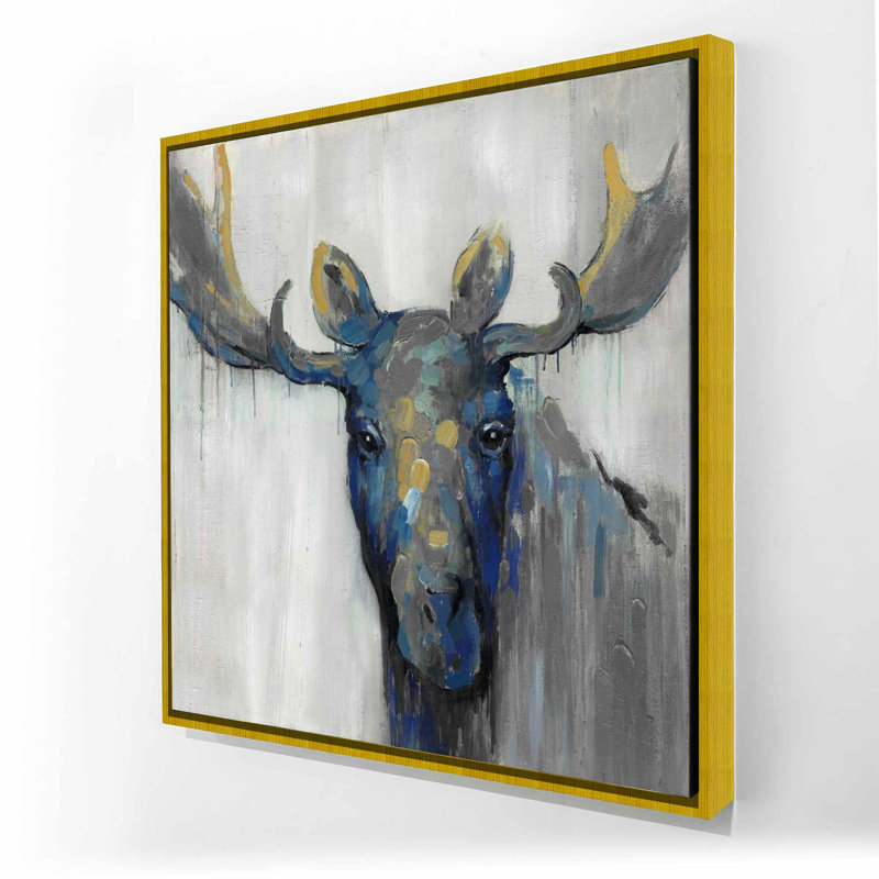 Toile de salon rustique cerf | Orignal bleu