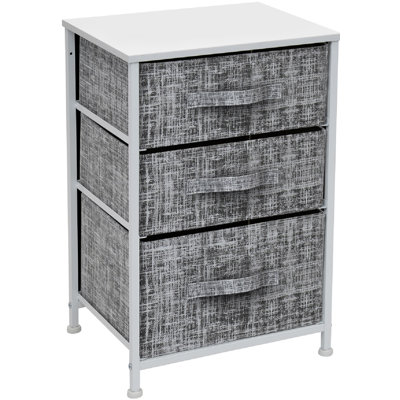Table de bout à 3 tiroirs - Gris / noir