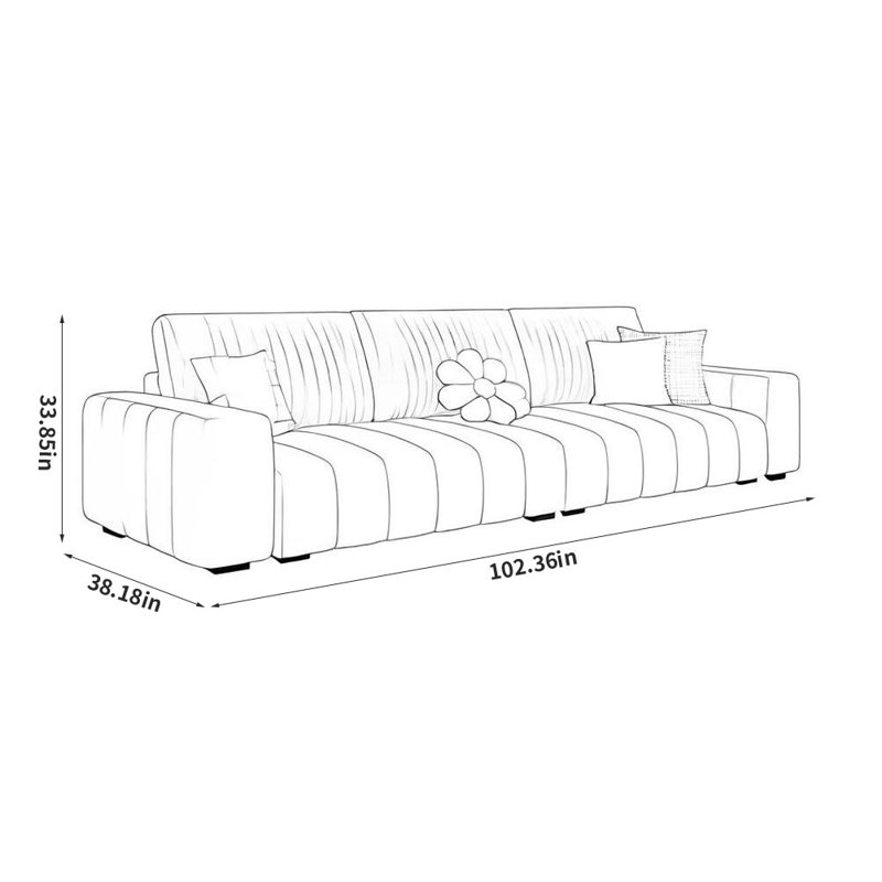 Simple Casual Creative Sofa, 33.85" H x 102.36" W x 38.18" D, 3
