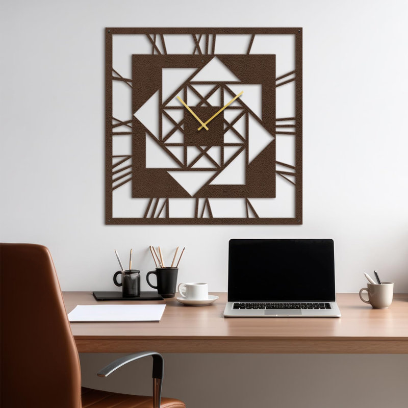 Metal Wall Clock, 36" W x 36" H, Bronze