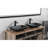 14.38" L -22.25" W -4-3/8 In. H Matte Shell  Glass Rectangular Vessel Bathroom Sink In Black With  Faucet And Pop-Up Drain In Matte Black