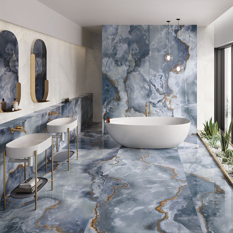 Eclipse 12X24 Onyx Porcelain Tile, Polished Blue