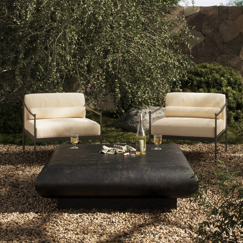 Ambra Outdoor Square Coffee Table, Distressed Bronze