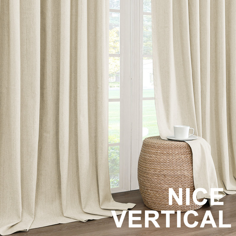 Premium Chenille Linen Textured 100% Blackout Curtains Thermal Insulated for Living Room Back Tab/Rod Pocket Bedroom Draperies 2 Panels