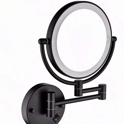 8-Inch LED Wall Mount Magnifying Makeup Vanity Mirror – 1X/3X Magnification, 360-Degree Rotation